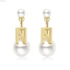 Alphabet pearl stud earrings