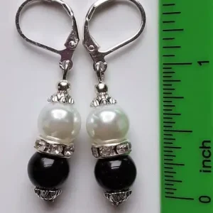Black and white masonry earrings