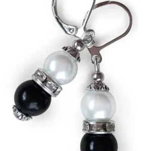 Black and white masonry earrings