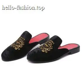 Embroidered fisherman slippers