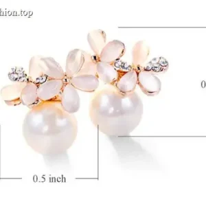Flower pearl earrings