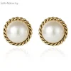 Pearl letter stud earrings